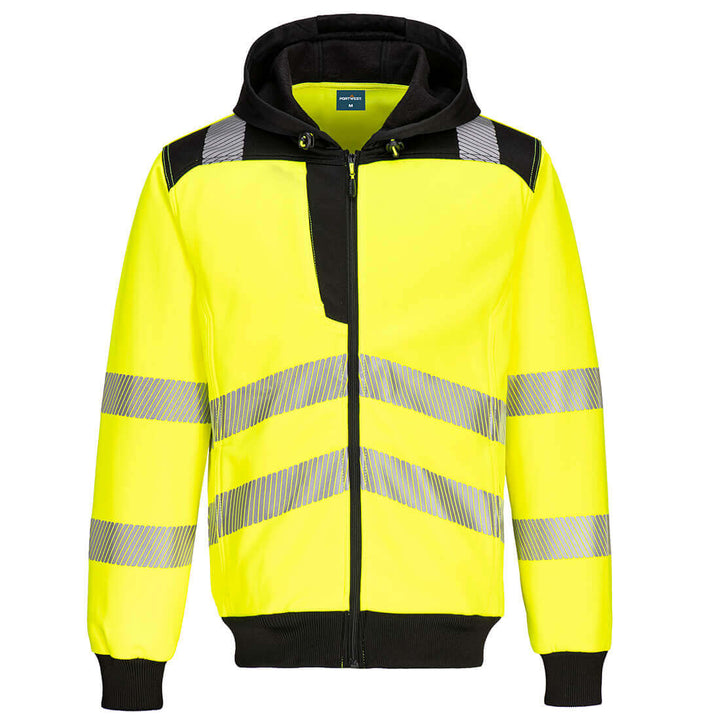 Portwest PW327 PW3 Hi-Vis Zip Hoodie Yellow/Black Main#colour_yellow-black