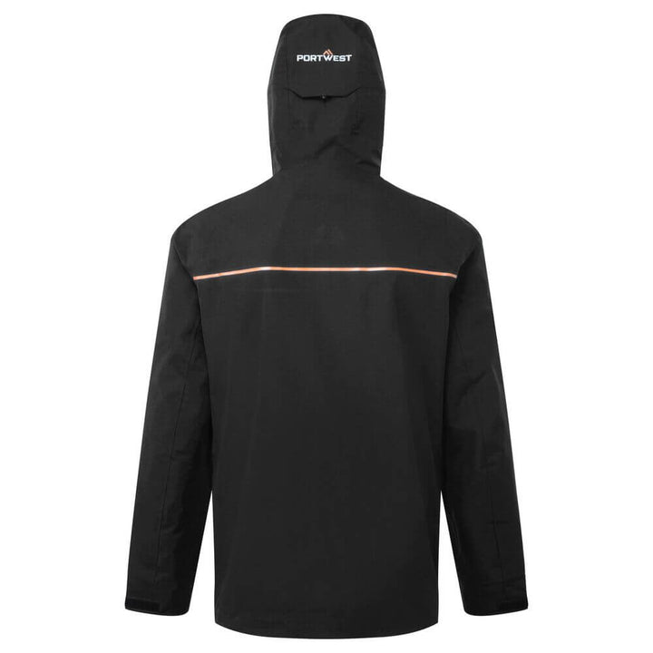 Portwest S385 Breathable Waterproof Shell Jacket Black Rear#colour_black