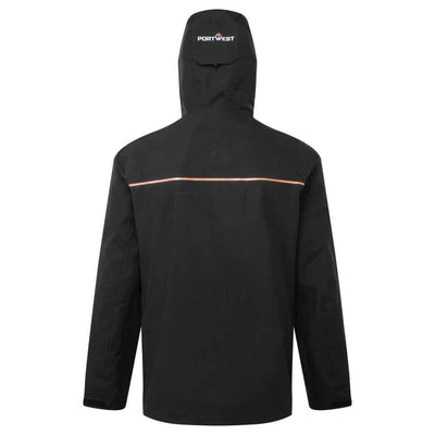 Portwest S385 Breathable Waterproof Shell Jacket Black Rear#colour_black