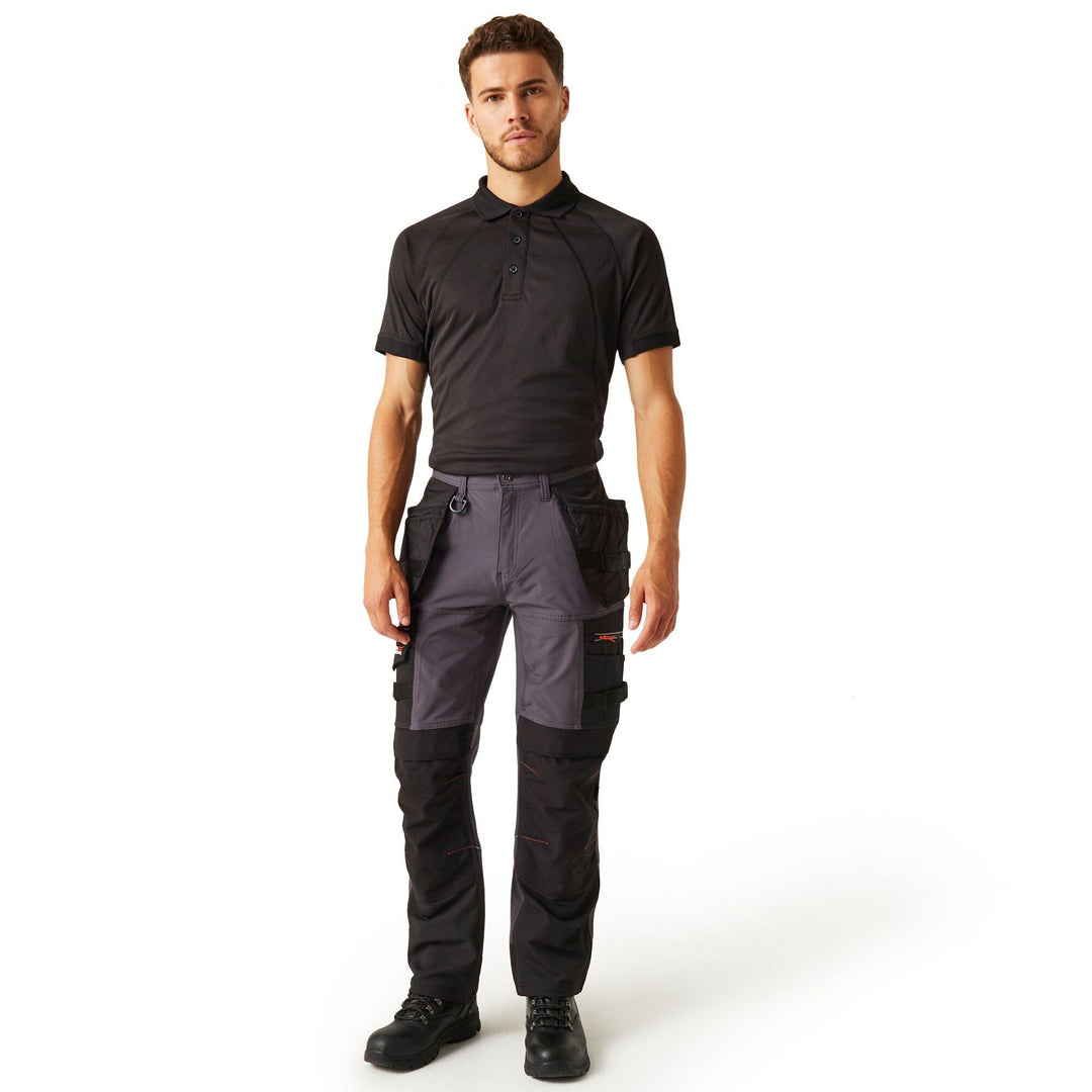 Regatta Professional Mens Infiltrate Softshell Stretch Trousers Iron Black Model 6#colour_iron-black