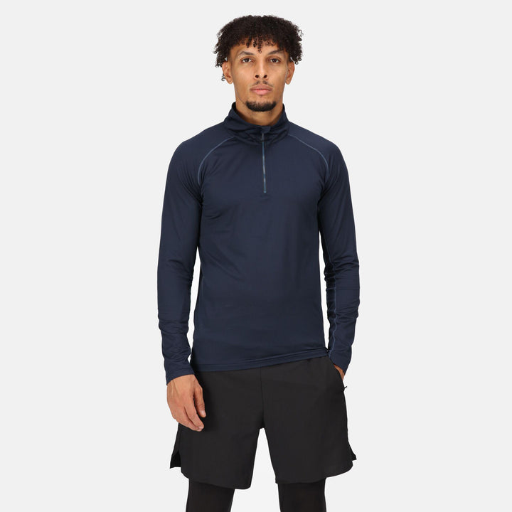 Regatta Professional Core Stretch Quarter Zip Mid Layer Sweatshirt Navy Model 1#colour_navy