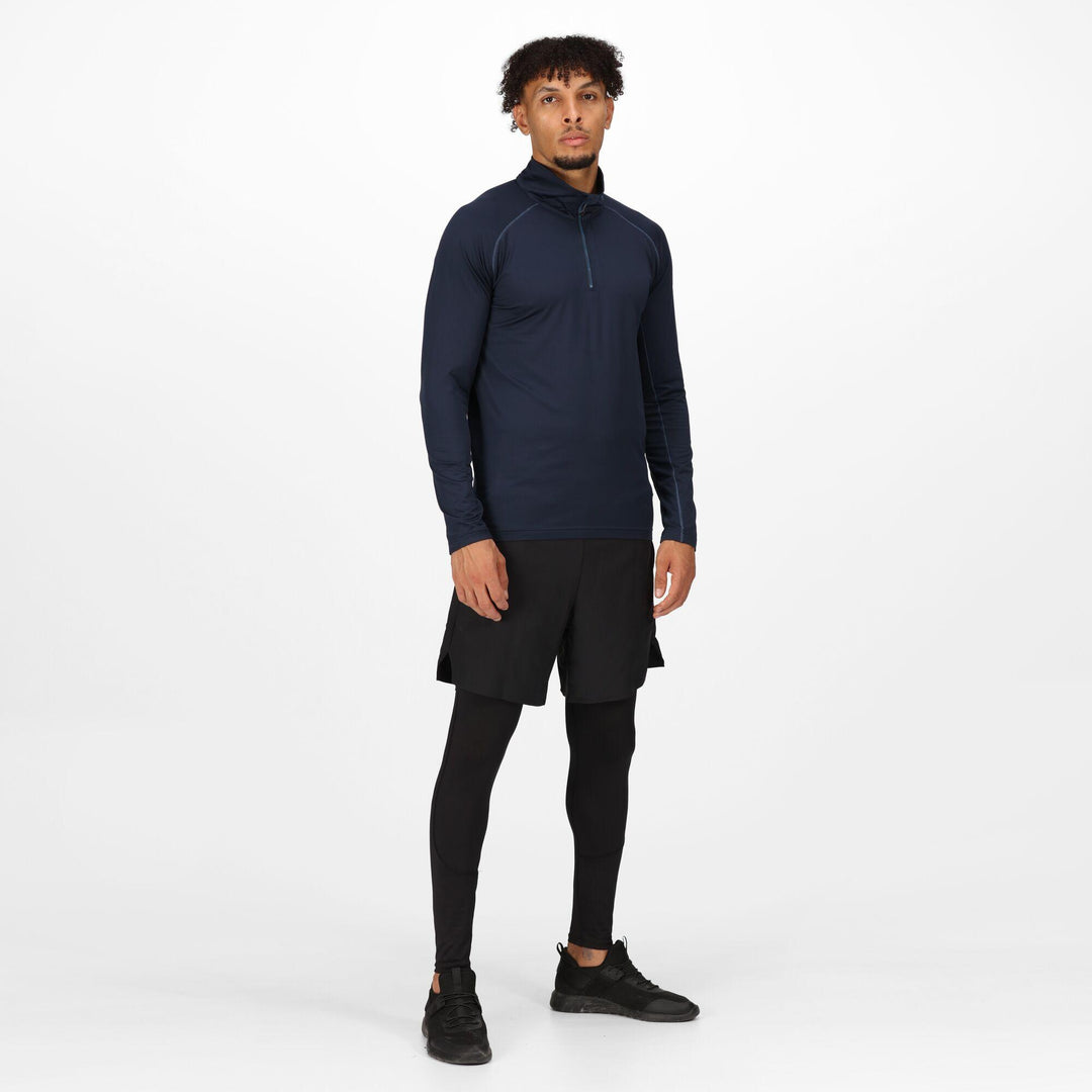 Regatta Professional Core Stretch Quarter Zip Mid Layer Sweatshirt Navy Model 3#colour_navy