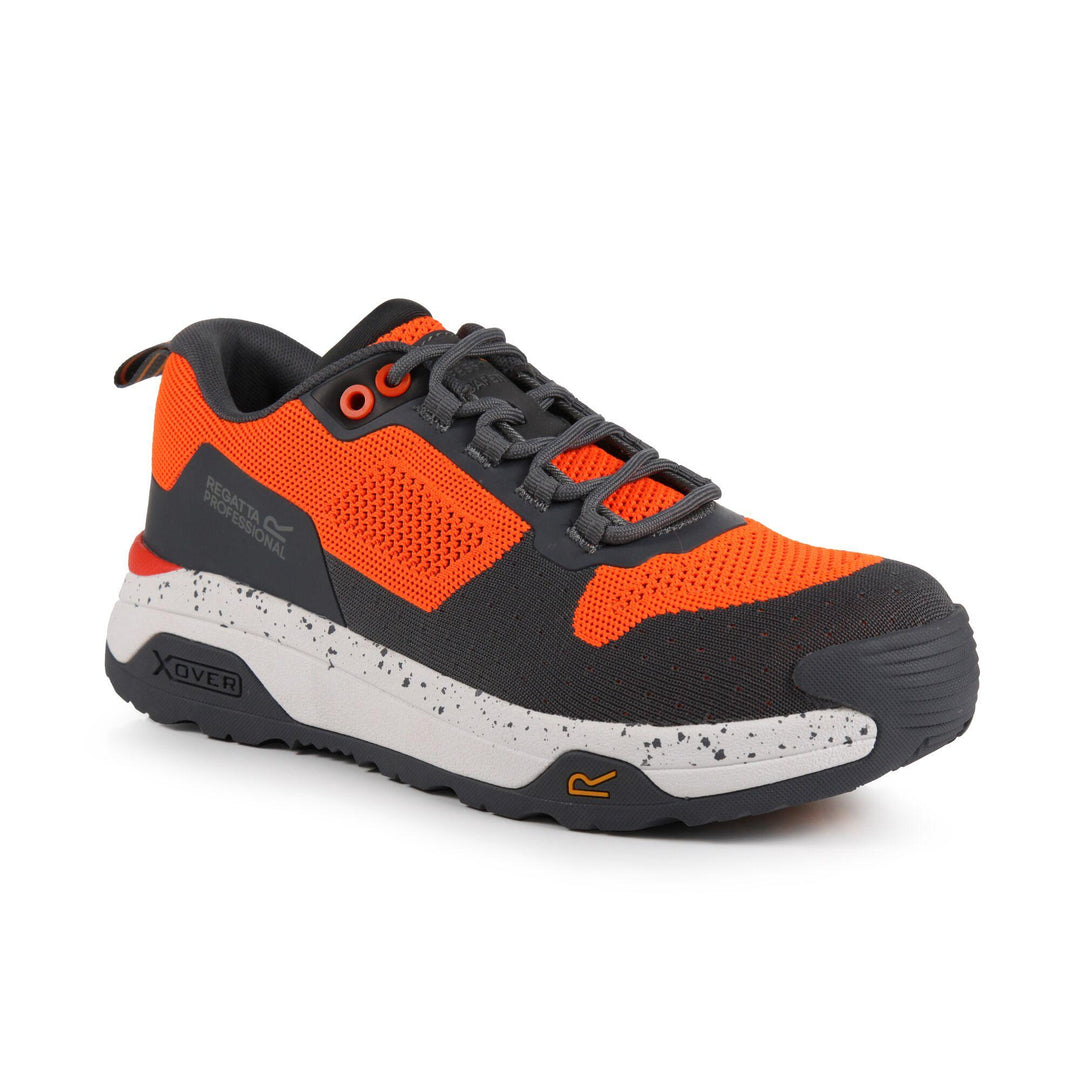 Regatta Professional Crossfort S1 X-Over Metal-Free Safety Trainers Flame Orange/Gun Metal 1#colour_flame-orange-gun-metal