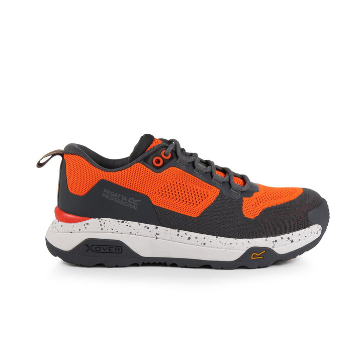 Regatta Professional Crossfort S1 X-Over Metal-Free Safety Trainers Flame Orange/Gun Metal 2#colour_flame-orange-gun-metal