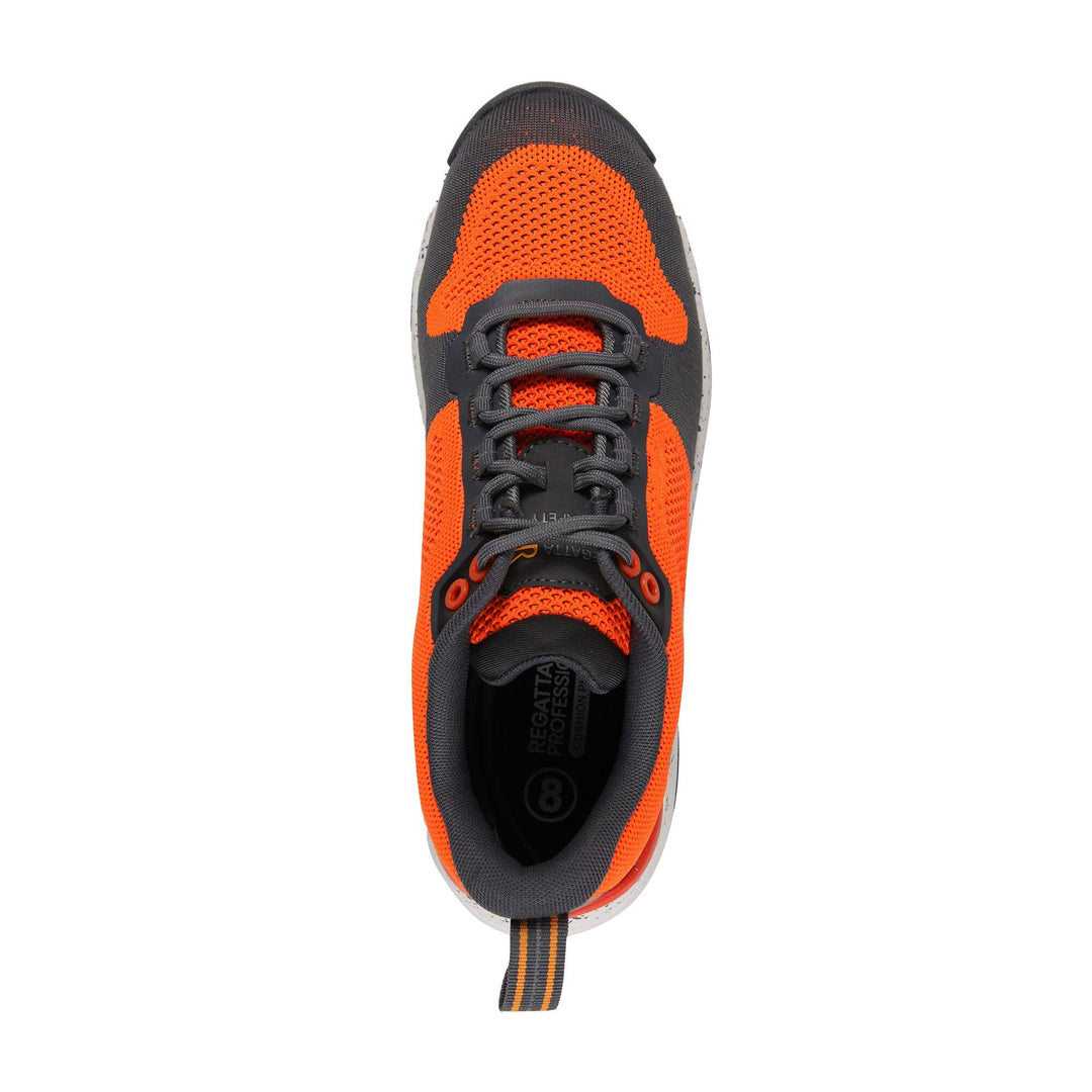 Regatta Professional Crossfort S1 X-Over Metal-Free Safety Trainers Flame Orange/Gun Metal 6#colour_flame-orange-gun-metal