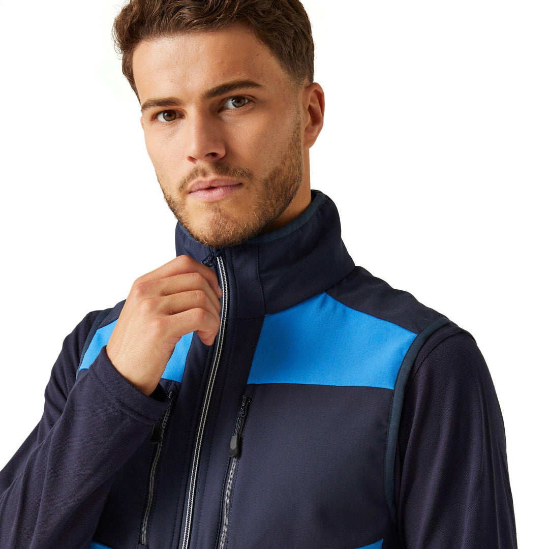 Regatta Professional E-Volve Unisex Softshell Hybrid Bodywarmer Strong Blue/Navy Model 4#colour_strong-blue-navy