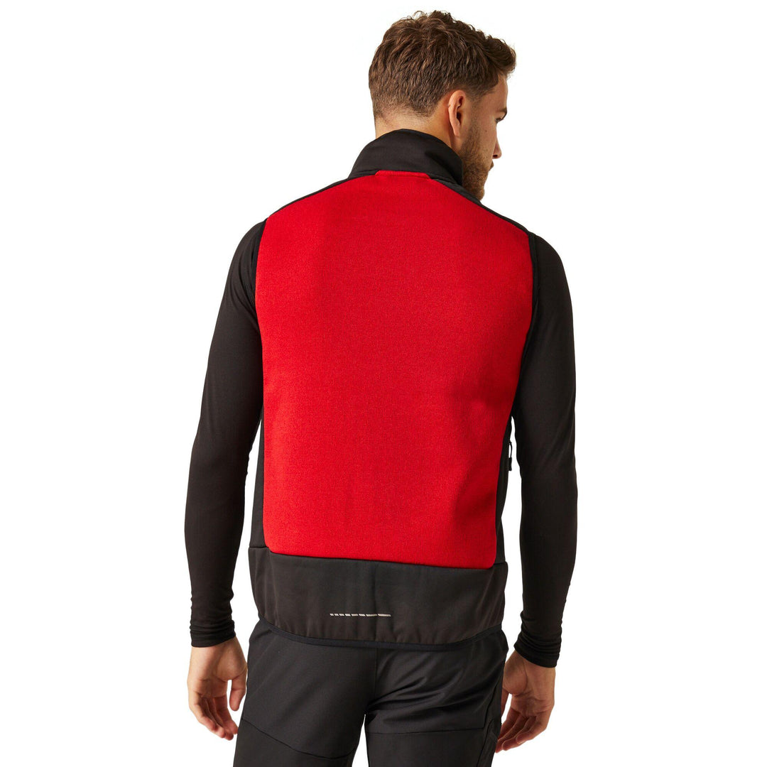 Regatta Professional E-Volve Unisex Stretch Hybrid Midlayer Bodywarmer Classic Red/Black Model 2#colour_classic-red-black