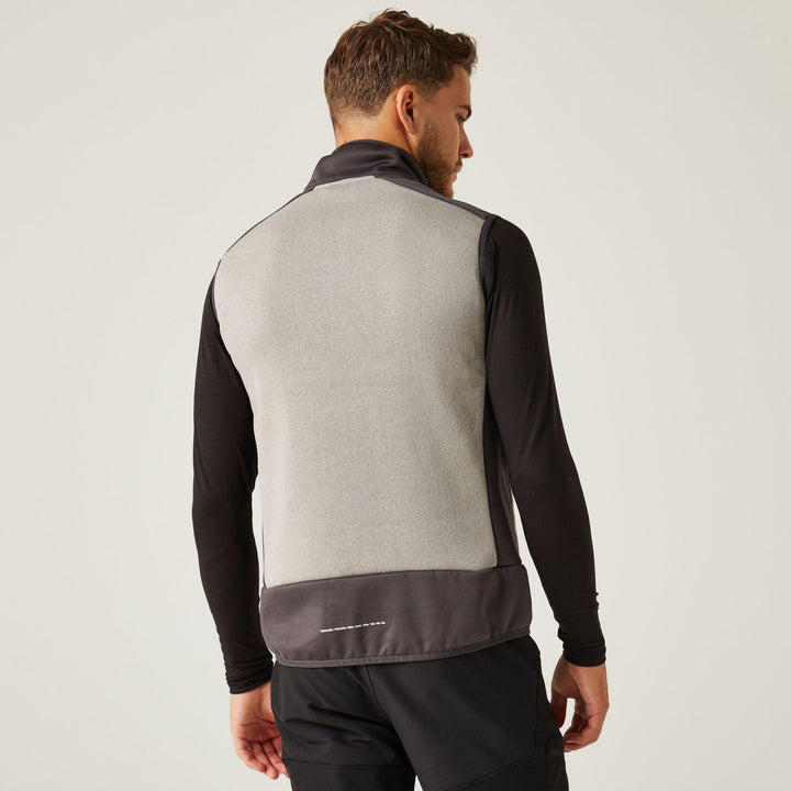 Regatta Professional E-Volve Unisex Stretch Hybrid Midlayer Bodywarmer Mineral Grey/Ash Model 2#colour_mineral-grey-ash