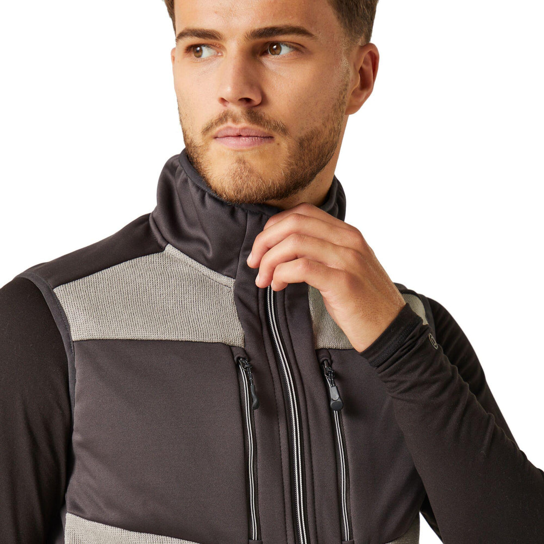 Regatta Professional E-Volve Unisex Stretch Hybrid Midlayer Bodywarmer Mineral Grey/Ash Model 4#colour_mineral-grey-ash