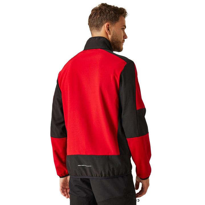 Regatta Professional E-Volve Unisex Water Resistant Softshell Hybrid Jacket Classic Red/Black Model 2#colour_classic-red-black