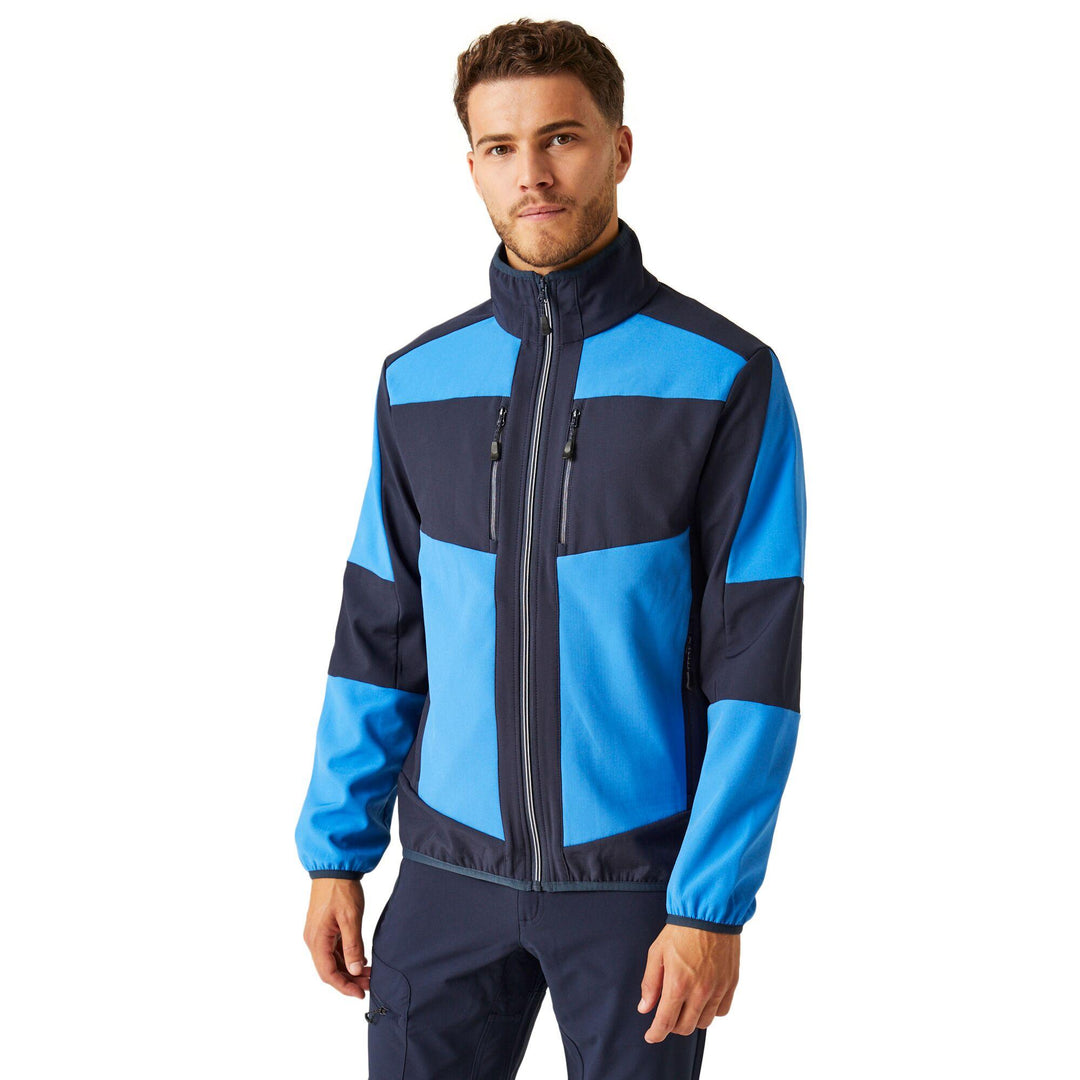 Regatta Professional E-Volve Unisex Water Resistant Softshell Hybrid Jacket Strong Blue/Navy Model 1#colour_strong-blue-navy