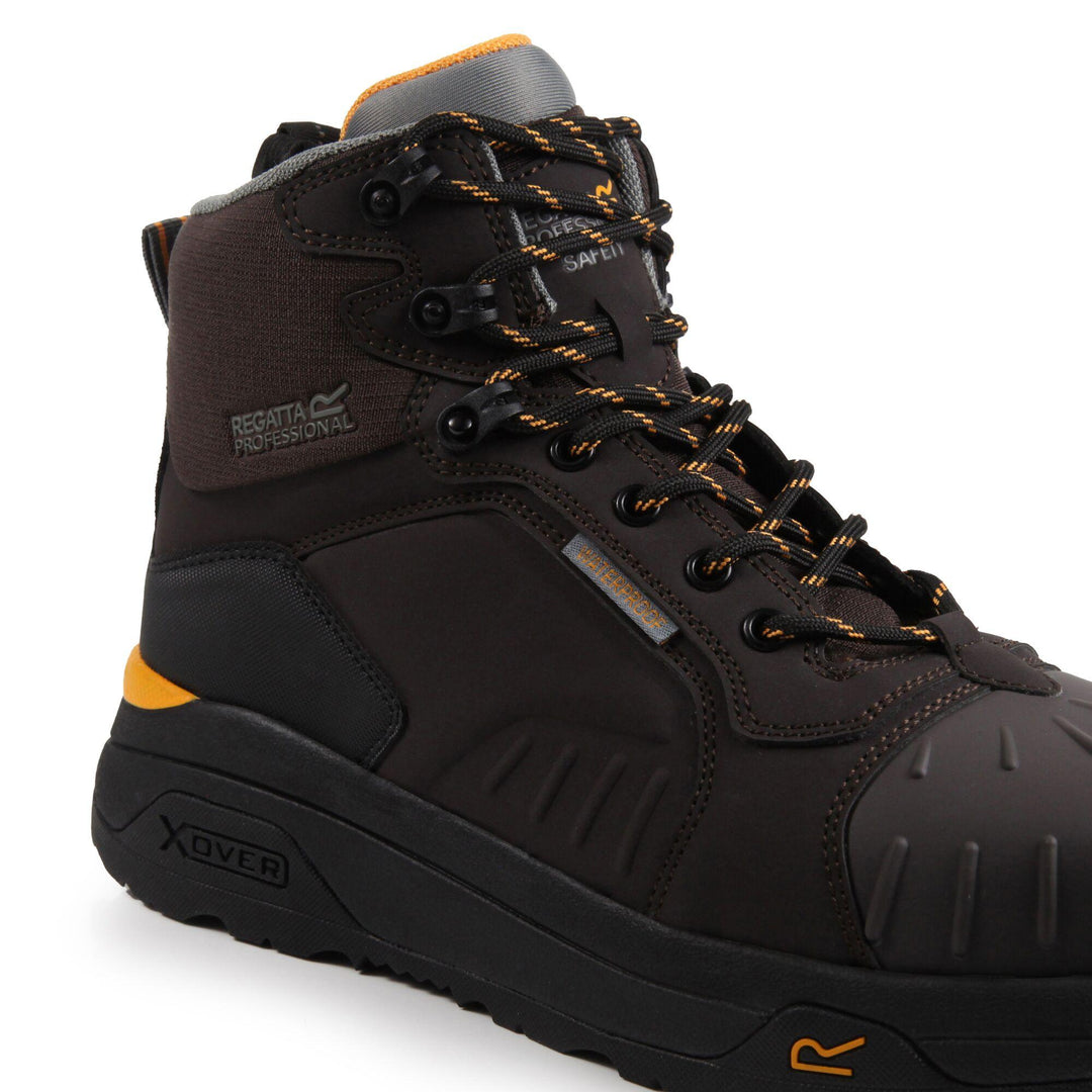 Regatta Professional Exofort S7L Waterproof Metal-Free Toe Cap Safety Hiker Boots Chestnut/Black 6#colour_chestnut-black