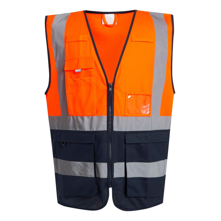 Regatta Professional Hi-Vis Executive Vest Orange/Navy 1#colour_orange-navy