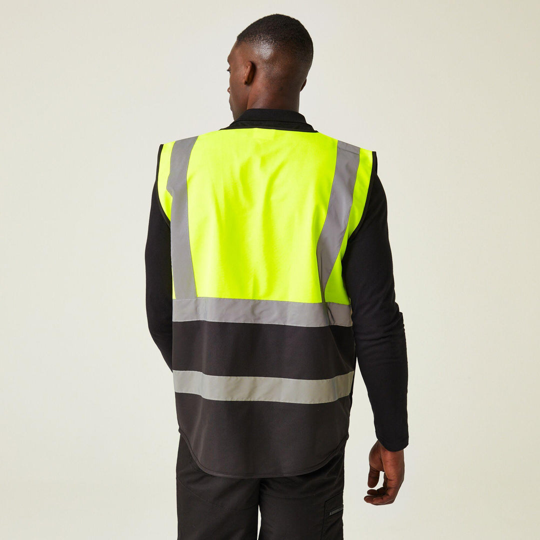 Regatta Professional Hi-Vis Executive Vest Yellow/Black Model 2#colour_yellow-black