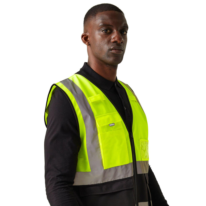 Regatta Professional Hi-Vis Executive Vest Yellow/Black Model 4#colour_yellow-black