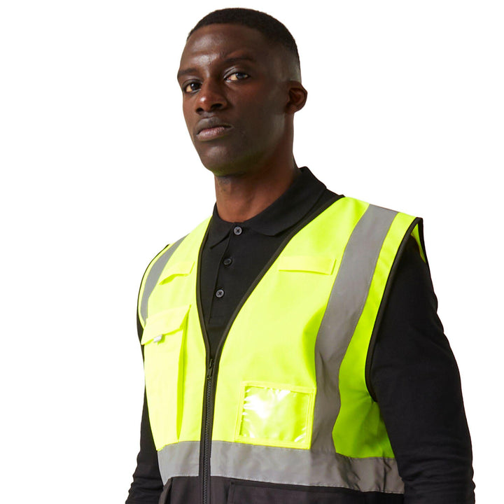 Regatta Professional Hi-Vis Executive Vest Yellow/Black Model 6#colour_yellow-black