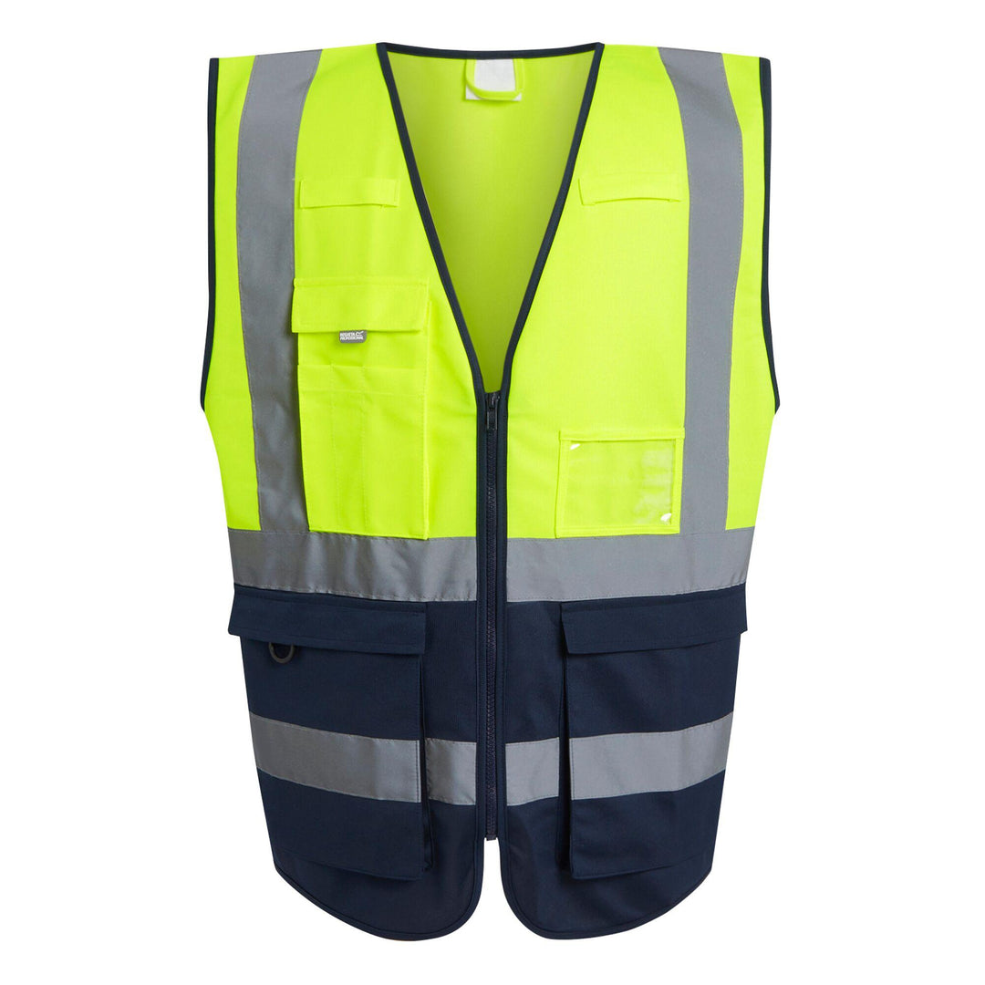 Regatta Professional Hi-Vis Executive Vest Yellow/Navy 1#colour_yellow-navy