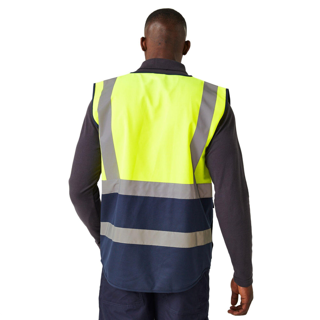 Regatta Professional Hi-Vis Executive Vest Yellow/Navy Model 2#colour_yellow-navy