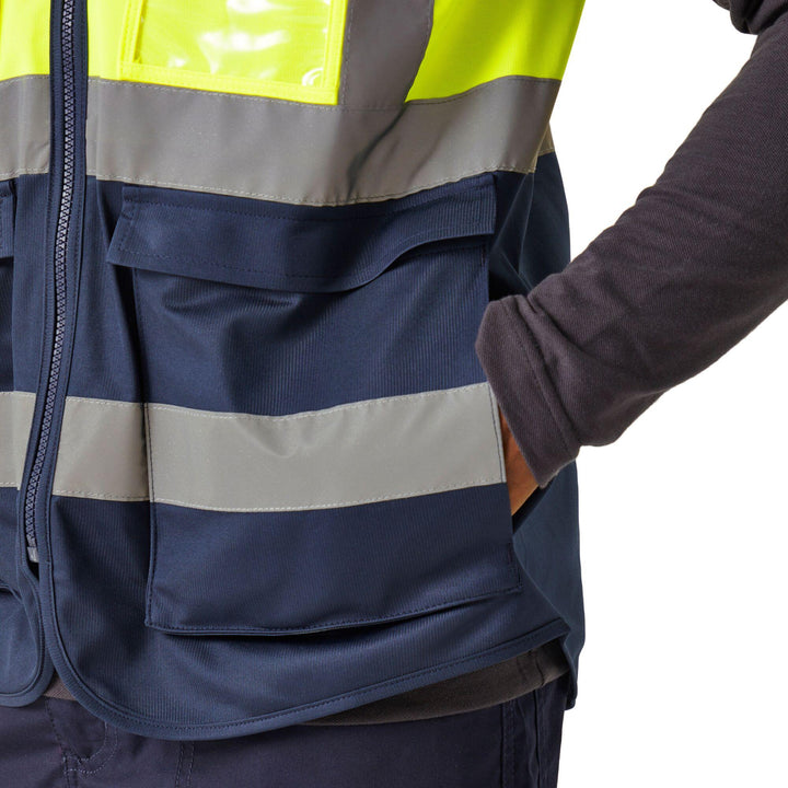 Regatta Professional Hi-Vis Executive Vest Yellow/Navy Model 4#colour_yellow-navy