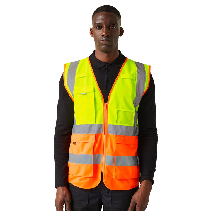 Regatta Professional Hi-Vis Executive Vest Yellow/Orange Model 1#colour_yellow-orange