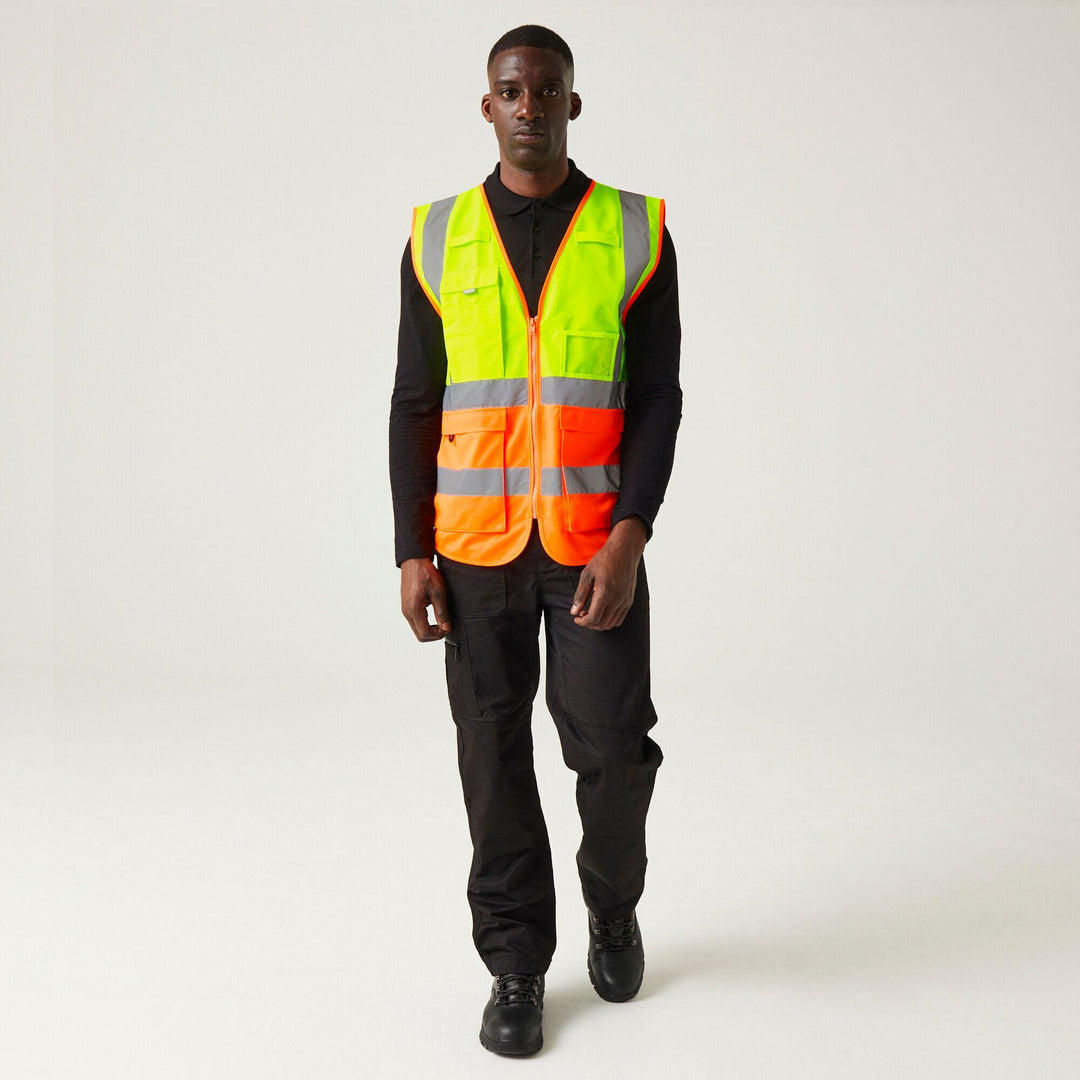 Regatta Professional Hi-Vis Executive Vest Yellow/Orange Model 3#colour_yellow-orange