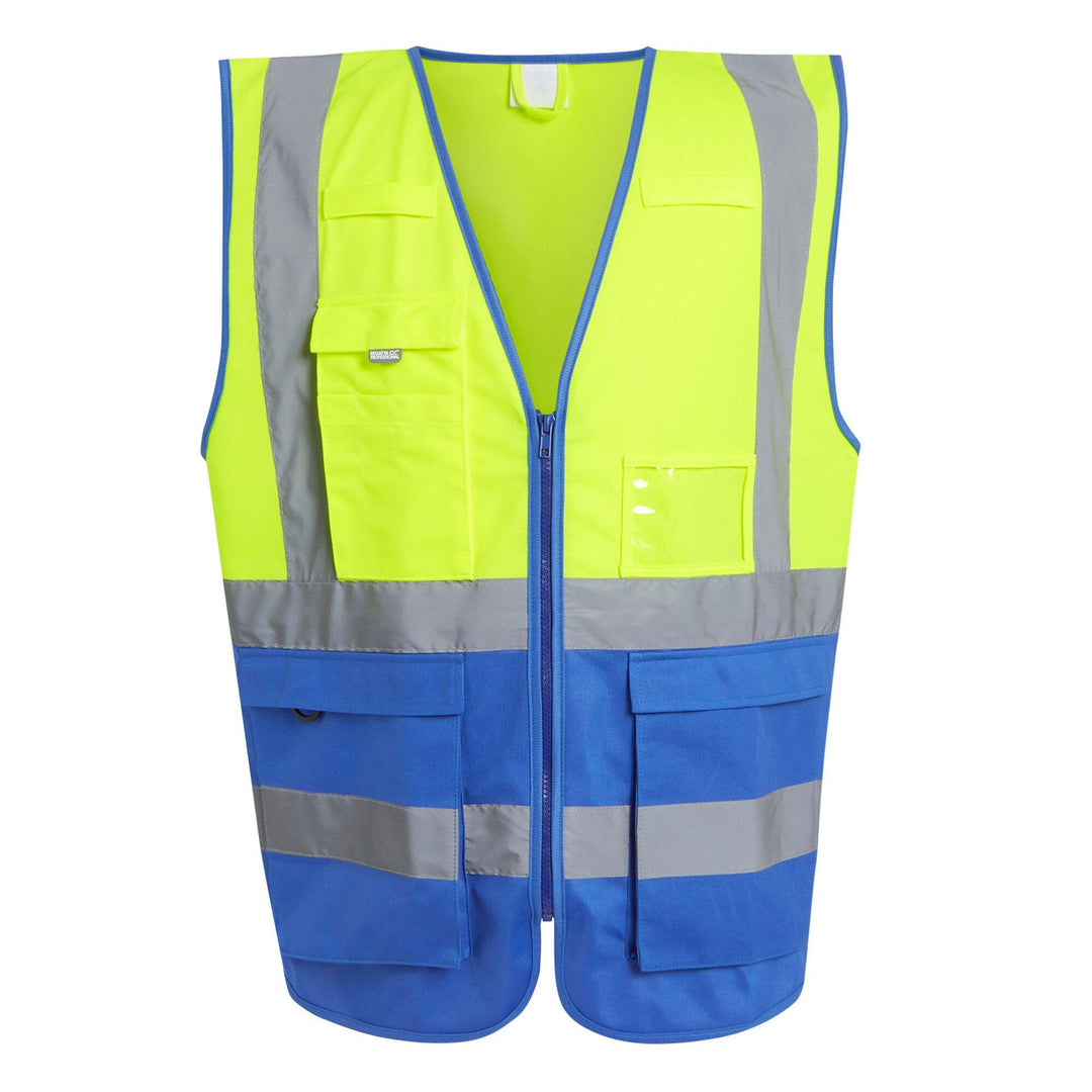 Regatta Professional Hi-Vis Executive Vest Yellow/Royal Blue 1#colour_yellow-royal-blue