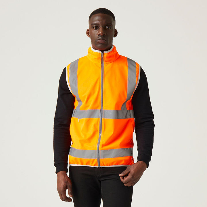 Regatta Professional Hi-Vis Full Zip Gilet Orange Model 1#colour_orange