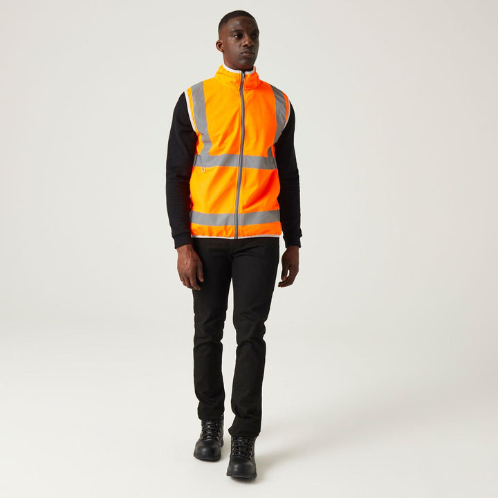 Regatta Professional Hi-Vis Full Zip Gilet Orange Model 3#colour_orange