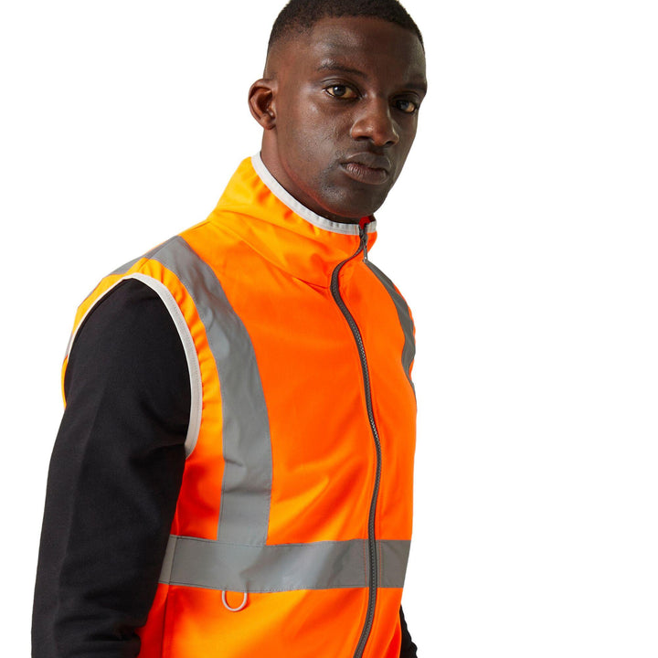 Regatta Professional Hi-Vis Full Zip Gilet Orange Model 4#colour_orange