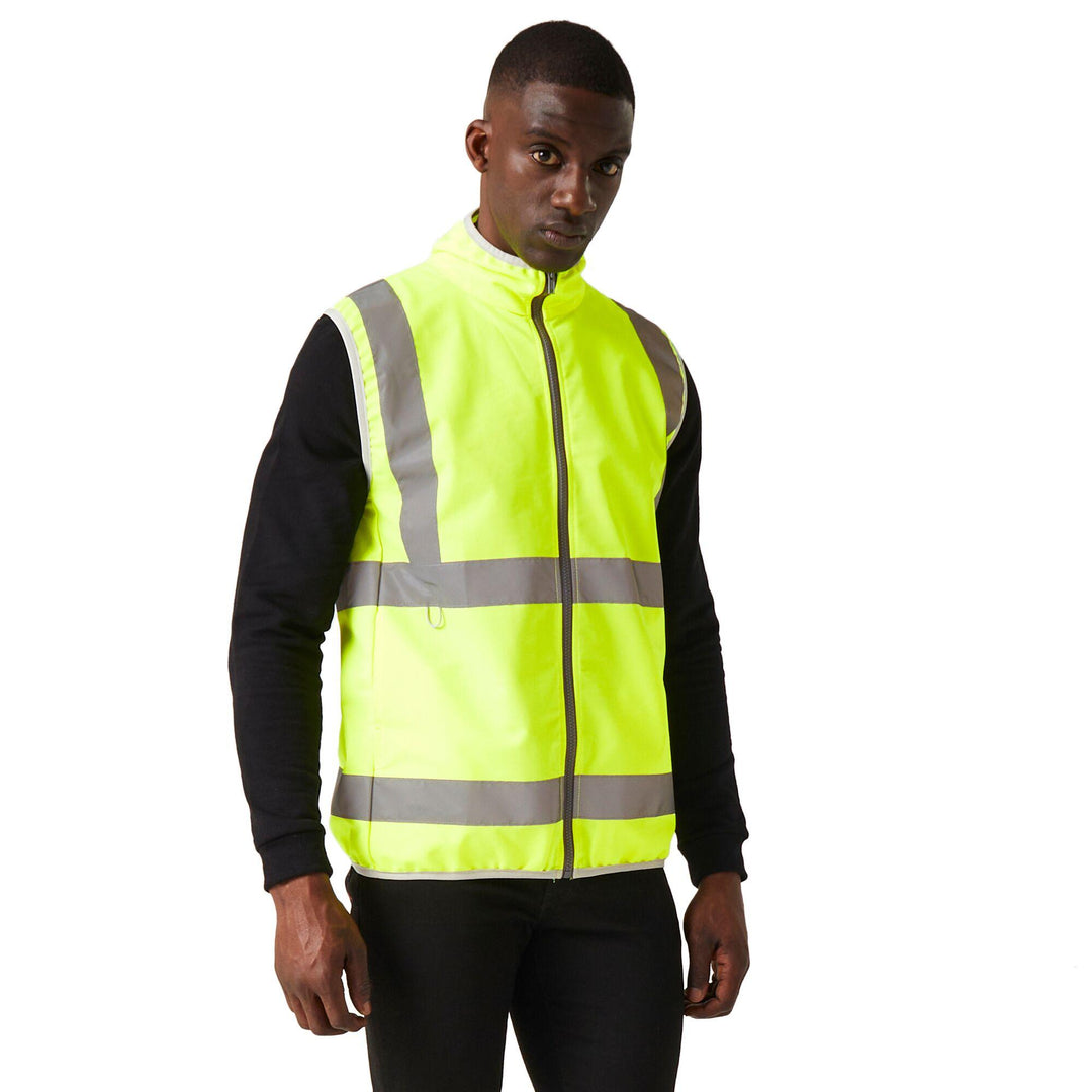 Regatta Professional Hi-Vis Full Zip Gilet Yellow Model 1#colour_yellow