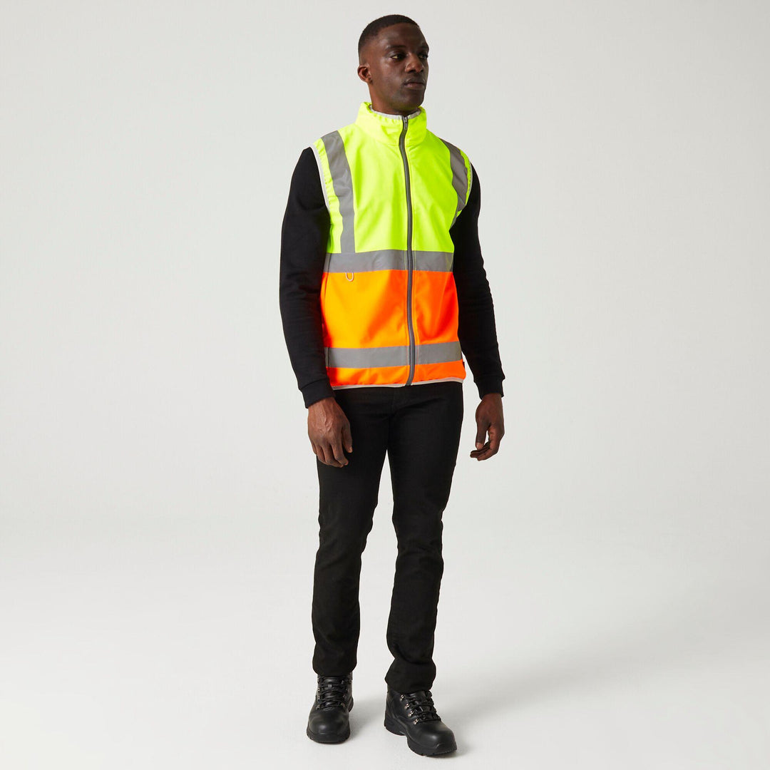 Regatta Professional Hi-Vis Full Zip Gilet Yellow/Orange Model 3#colour_yellow-orange