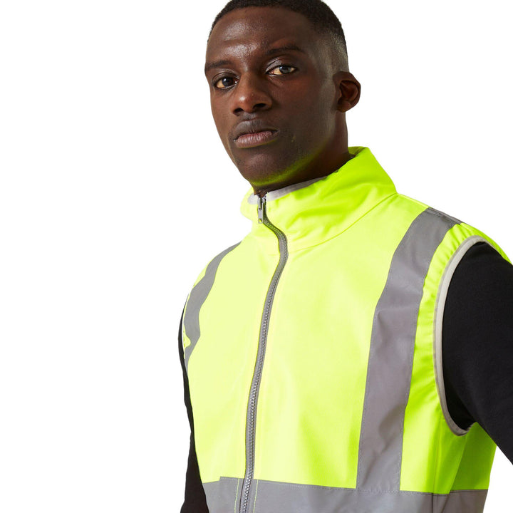 Regatta Professional Hi-Vis Full Zip Gilet Yellow/Orange Model 5#colour_yellow-orange