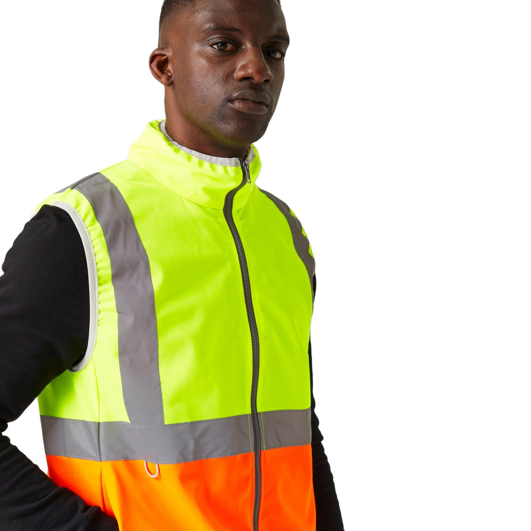 Regatta Professional Hi-Vis Full Zip Gilet Yellow/Orange Model 6#colour_yellow-orange