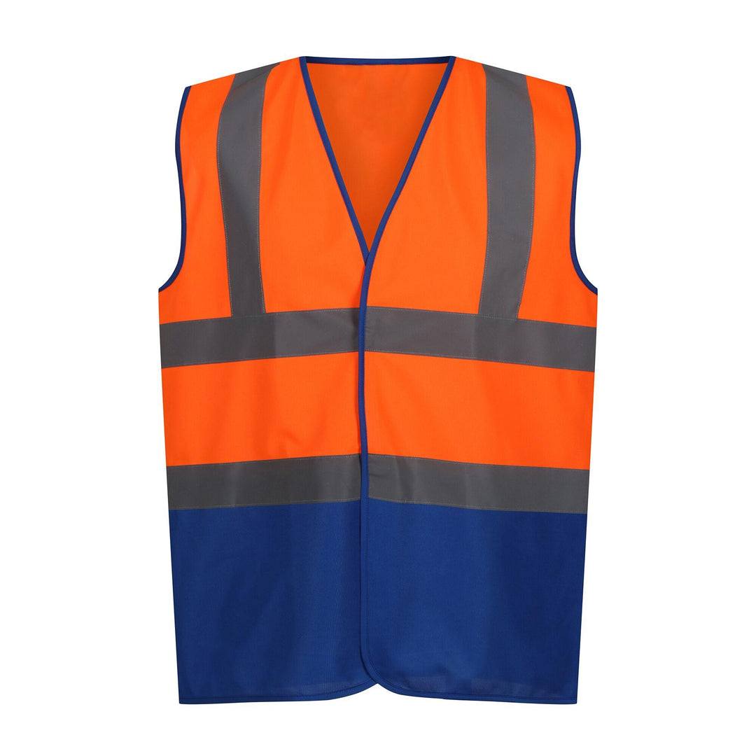 Regatta Professional Hi-Vis Pro 2-Tone Vest Fluro Orange/Royal Blue 1#colour_fluro-orange-royal-blue