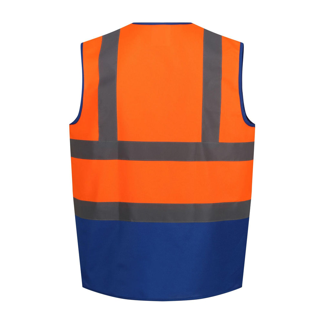 Regatta Professional Hi-Vis Pro 2-Tone Vest Fluro Orange/Royal Blue 2#colour_fluro-orange-royal-blue