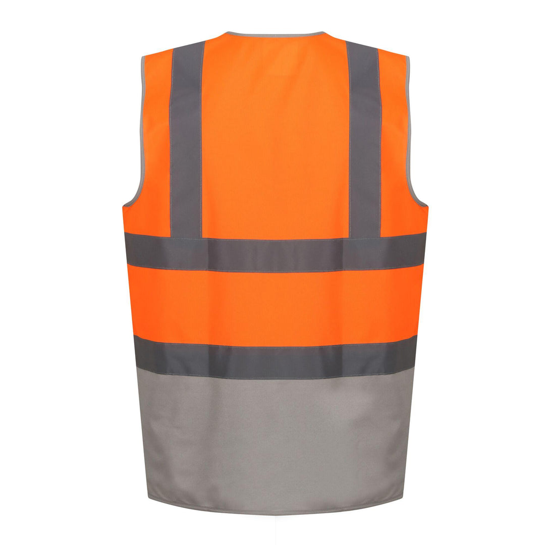 Regatta Professional Hi-Vis Pro 2-Tone Vest Fluro Orange/Seal Grey 2#colour_fluro-orange-seal-grey