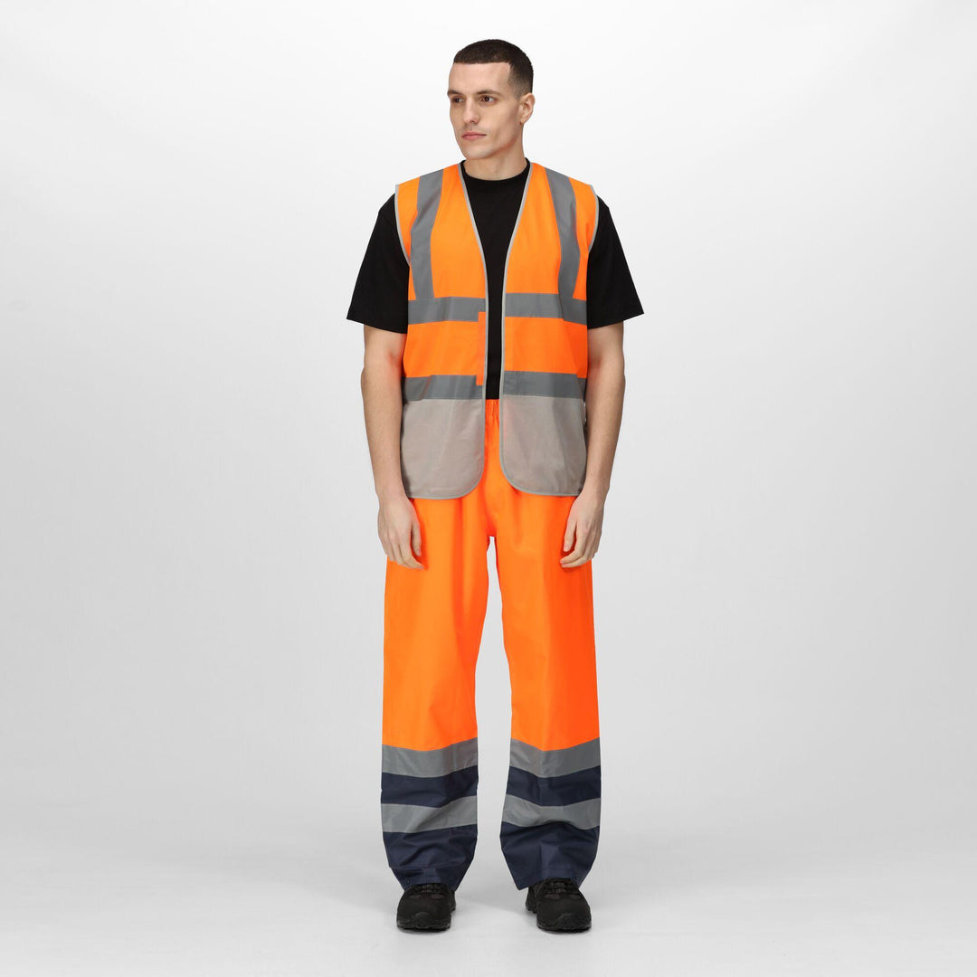 Regatta Professional Hi-Vis Pro 2-Tone Vest Fluro Orange/Seal Grey Model 3#colour_fluro-orange-seal-grey