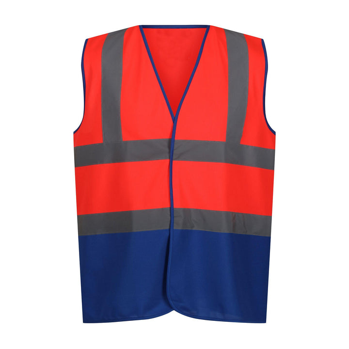 Regatta Professional Hi-Vis Pro 2-Tone Vest Fluro Red/Blue 1#colour_fluro-red-blue