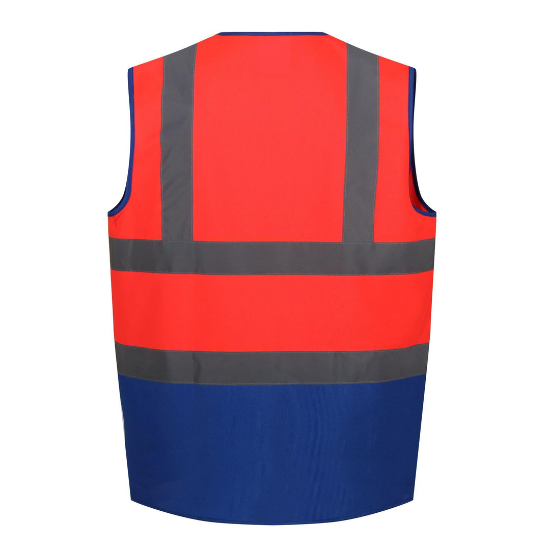 Regatta Professional Hi-Vis Pro 2-Tone Vest Fluro Red/Blue 2#colour_fluro-red-blue