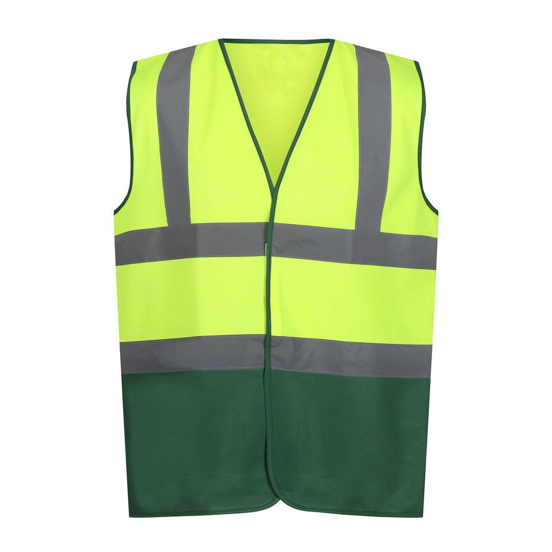 Regatta Professional Hi-Vis Pro 2-Tone Vest Fluro Yellow/Medical Green 1#colour_fluro-yellow-medical-green