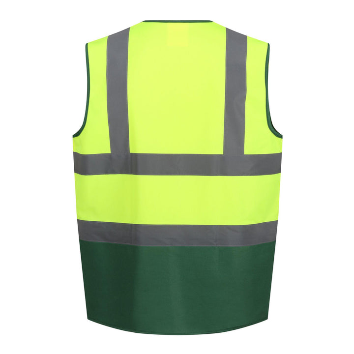 Regatta Professional Hi-Vis Pro 2-Tone Vest Fluro Yellow/Medical Green 2#colour_fluro-yellow-medical-green