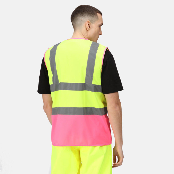 Regatta Professional Hi-Vis Pro 2-Tone Vest Fluro Yellow/Pink Model 2#colour_fluro-yellow-pink