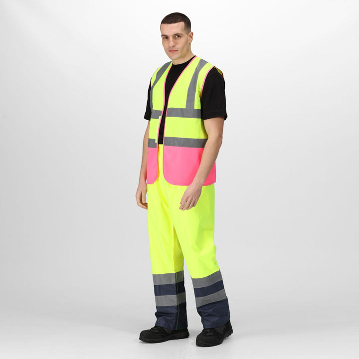 Regatta Professional Hi-Vis Pro 2-Tone Vest Fluro Yellow/Pink Model 3#colour_fluro-yellow-pink