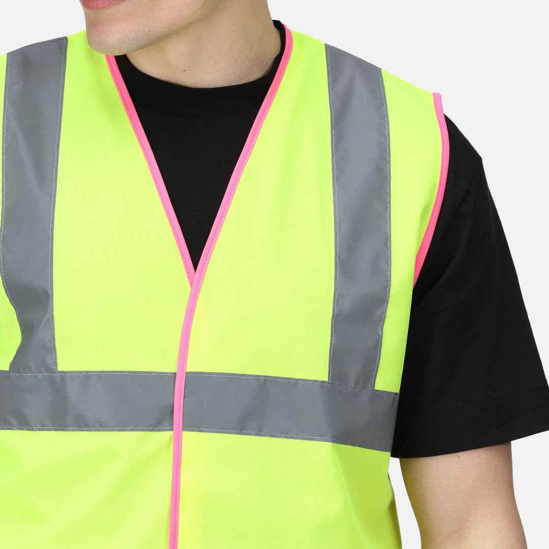 Regatta Professional Hi-Vis Pro 2-Tone Vest Fluro Yellow/Pink Model 5#colour_fluro-yellow-pink