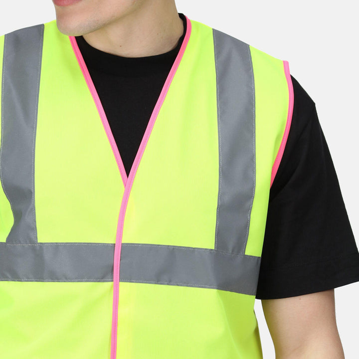 Regatta Professional Hi-Vis Pro 2-Tone Vest Fluro Yellow/Pink Model 5#colour_fluro-yellow-pink