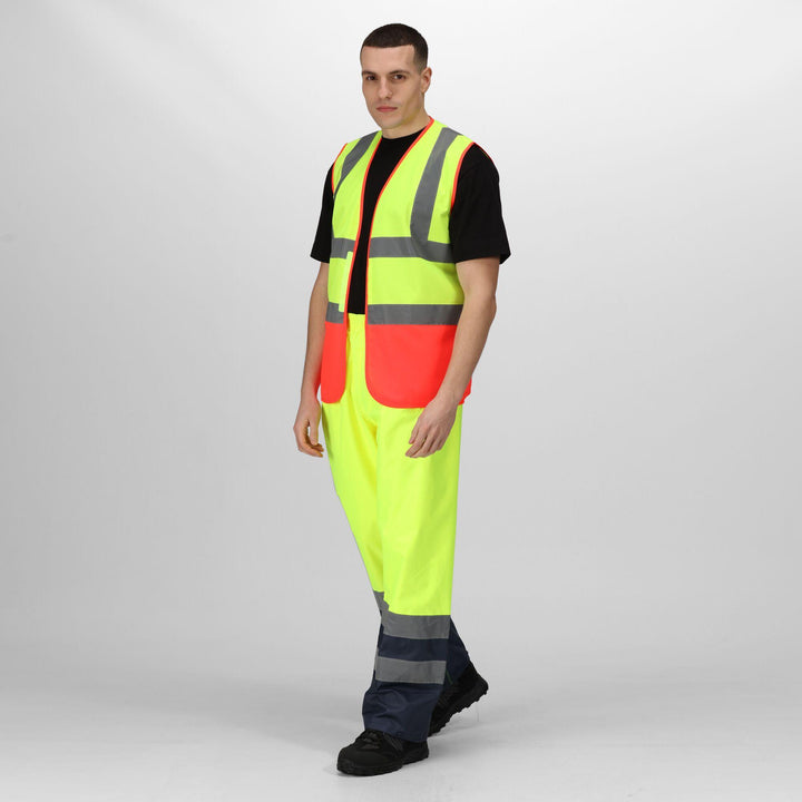 Regatta Professional Hi-Vis Pro 2-Tone Vest Fluro Yellow/Red Model 3#colour_fluro-yellow-red