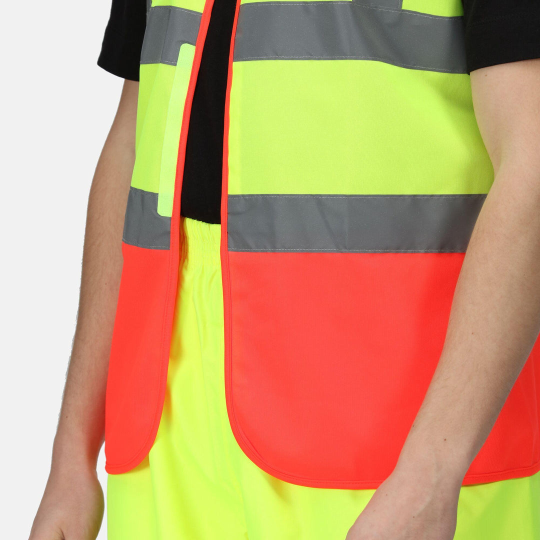 Regatta Professional Hi-Vis Pro 2-Tone Vest Fluro Yellow/Red Model 4#colour_fluro-yellow-red