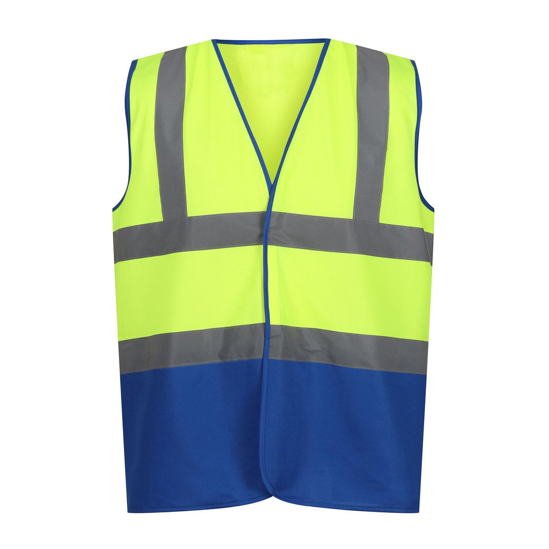 Regatta Professional Hi-Vis Pro 2-Tone Vest Fluro Yellow/Royal Blue 1#colour_fluro-yellow-royal-blue