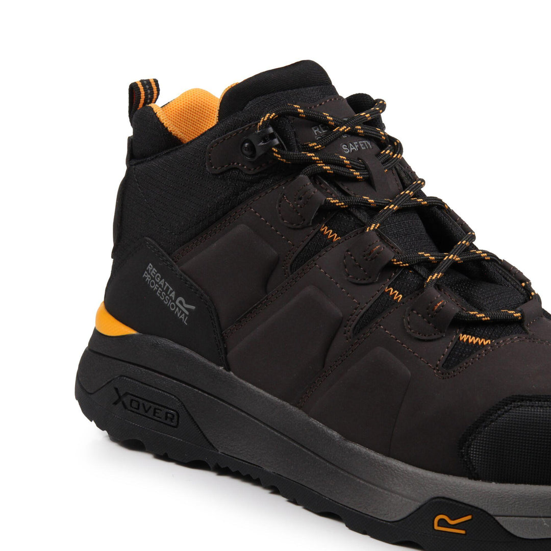 Regatta Professional Hyperfort S1PL Metal-Free Toe Cap Safety Hiker Boots Chestnut/Black 6#colour_chestnut-black