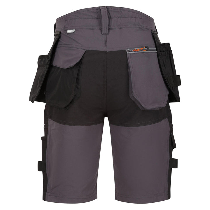 Regatta Professional Infiltrate Stretch Softshell Shorts with Detachable Holster Pockets Iron Black 2#colour_iron-black